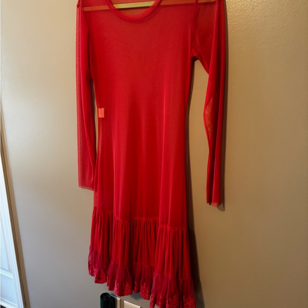 Hot Pink Sunlight Sheer Layer Dress